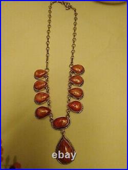 Native American made Red spiney oyster necklace Price reduction