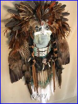 Native American style MASK/WALL HANGING. Handmade One Of A Kind Piece