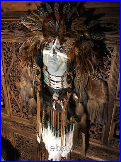 Native American style MASK/WALL HANGING. Handmade One Of A Kind Piece