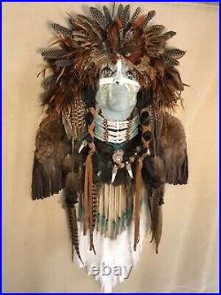 Native American style MASK/WALL HANGING. Handmade One Of A Kind Piece