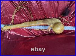 Native American style hardwood Ballheaded Warclub, Rawhide covered