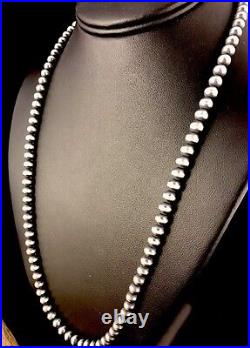 Native POPULAR Navajo 4mm Sterling Silver Beads Necklace 21 Sale