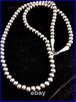 Native POPULAR Navajo 4mm Sterling Silver Beads Necklace 21 Sale