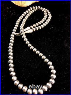 Native POPULAR Navajo 4mm Sterling Silver Beads Necklace 21 Sale