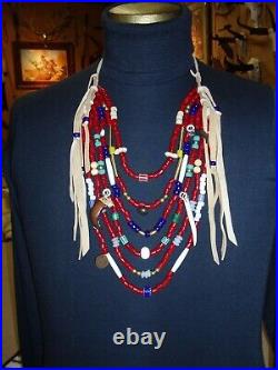 Native Style Trade Necklace Containing Many Rare Native Trade Items