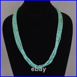 Navajo 5 Strand Necklace 1/8 Turquoise Heishi 22.5 Long