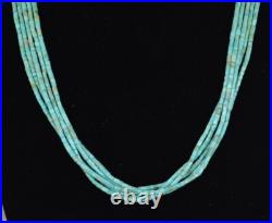 Navajo 5 Strand Necklace 1/8 Turquoise Heishi 22.5 Long