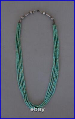 Navajo 5 Strand Necklace 1/8 Turquoise Heishi 22.5 Long