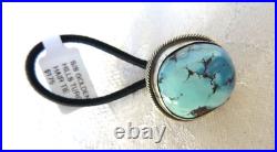 Navajo Antionette Largo Golden Hills Turquoise Hair Wrap Tie 925 Sterling Silver