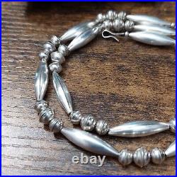 Navajo Bench Melon Bead Necklace Vintage Old Sterling Foxtail 20