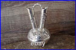 Navajo Hand Stamped Sterling Silver Wedding Vase Miniature