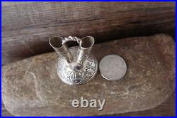 Navajo Hand Stamped Sterling Silver Wedding Vase Miniature