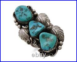 Navajo Handmade Ring 925 Silver Hand Cut Turquoise Native Artist C. 80's