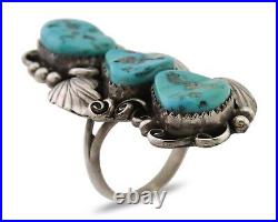 Navajo Handmade Ring 925 Silver Hand Cut Turquoise Native Artist C. 80's