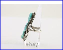 Navajo Handmade Ring 925 Silver Hand Cut Turquoise Native Artist C. 80's