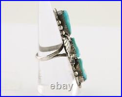 Navajo Handmade Ring 925 Silver Hand Cut Turquoise Native Artist C. 80's