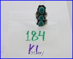 Navajo Handmade Ring 925 Silver Hand Cut Turquoise Native Artist C. 80's