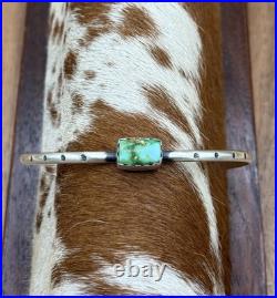 Navajo Handmade Sterling Silver Sonoran Gold Turquoise Stacker Cuff Bracelet