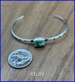 Navajo Handmade Sterling Silver Sonoran Gold Turquoise Stacker Cuff Bracelet