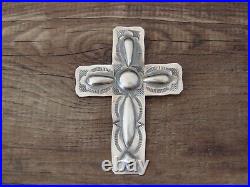 Navajo Indian Sterling Silver Cross Pendant Signed Yazzie