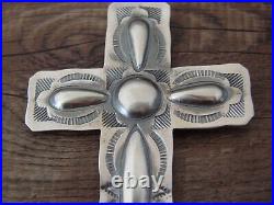 Navajo Indian Sterling Silver Cross Pendant Signed Yazzie