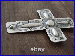 Navajo Indian Sterling Silver Cross Pendant Signed Yazzie