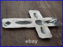 Navajo Indian Sterling Silver Cross Pendant Signed Yazzie