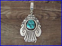 Navajo Indian Sterling Silver Turquoise Pendant Signed T & R Singer