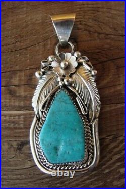 Navajo Indian Sterling Silver Turquoise Pendant Thomas