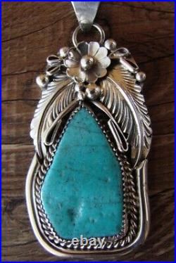 Navajo Indian Sterling Silver Turquoise Pendant Thomas