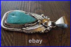 Navajo Indian Sterling Silver Turquoise Pendant Thomas