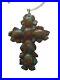 Navajo Native Amer Inspired Sterling Turquoise 5 1/2 Cross Pendant Necklace