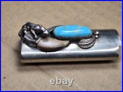 Navajo Native American NICKEL Silver Turquoise & Red Coral Lighter Case C-W 2.5