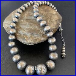 Navajo Pearls Graduated Sterling Silver Round Seamless Bead Necklace 16