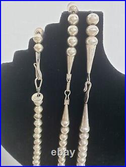 Navajo Pearls Sterling Silver Necklace Set of 3 (I-15495)