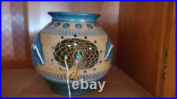 Navajo Pottery Bowl Signed Native American Indian Dream Catcher Built In Pot