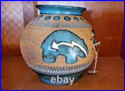 Navajo Pottery Bowl Signed Native American Indian Dream Catcher Built In Pot