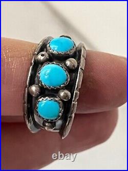 Navajo Ring 925 Silver Sleeping Beauty Turquoise size 11