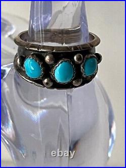 Navajo Ring 925 Silver Sleeping Beauty Turquoise size 11