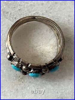 Navajo Ring 925 Silver Sleeping Beauty Turquoise size 11