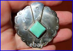 Navajo Robert Johnson Concho Sterling Turquoise Stone Pendant Pin