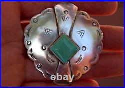 Navajo Robert Johnson Concho Sterling Turquoise Stone Pendant Pin