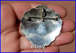 Navajo Robert Johnson Concho Sterling Turquoise Stone Pendant Pin