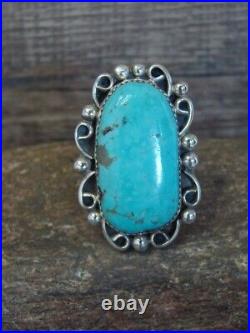 Navajo Sterling Silver Turquoise Adjustable Ring Size 11 to 12 Cleveland