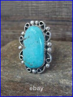 Navajo Sterling Silver Turquoise Adjustable Ring Size 11 to 12 Cleveland