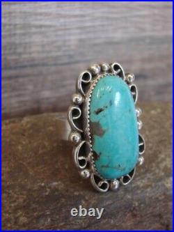 Navajo Sterling Silver Turquoise Adjustable Ring Size 11 to 12 Cleveland