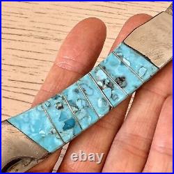 Navajo Turquoise Folding Pocket Knife 3 Damascus Blade Southwest Inlay Handmade