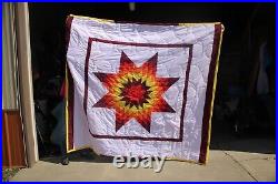 New Native American Star Quilt 82x90 Maroon/yellow Free Shipping