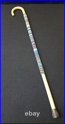 Nice 37 Hand Beaded Geometric Design Wood Native American Indian Walking Cane