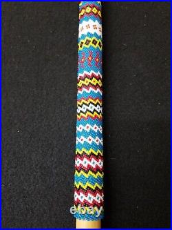 Nice 37 Hand Beaded Geometric Design Wood Native American Indian Walking Cane